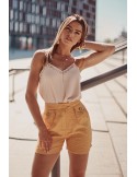 Pantaloni scurți casual dama galbeni MP47370 - Magazin online - Boutique